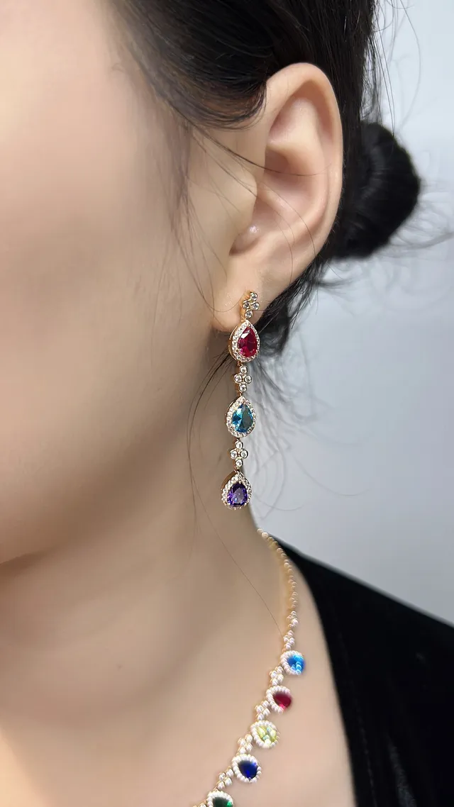 Multicolor Teardrop Gemstone Drop Earrings 2