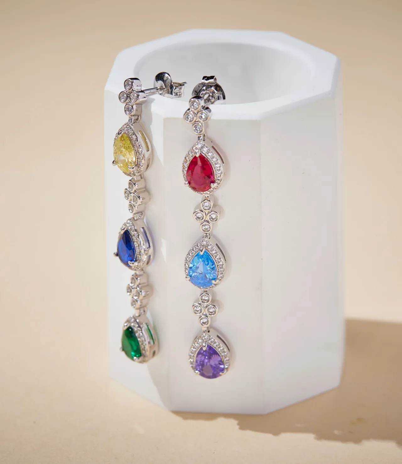 Multicolor Teardrop Gemstone Drop Earrings 6