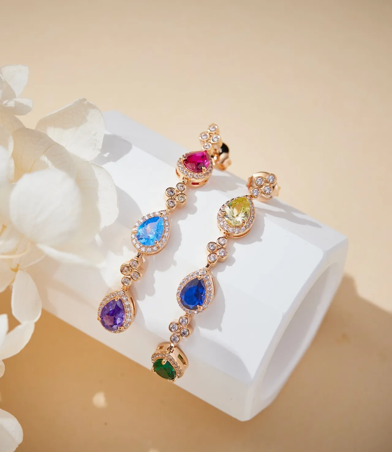 Multicolor Teardrop Gemstone Drop Earrings 7