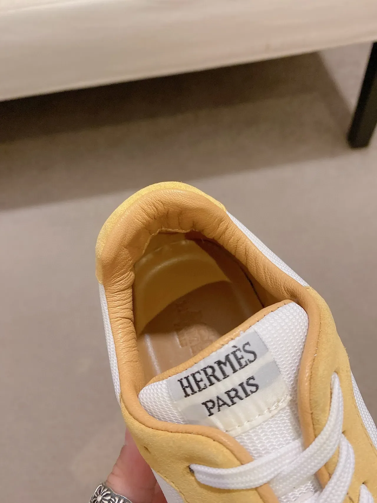 Mustard and White Panelled Retro Runner Sneaker 6