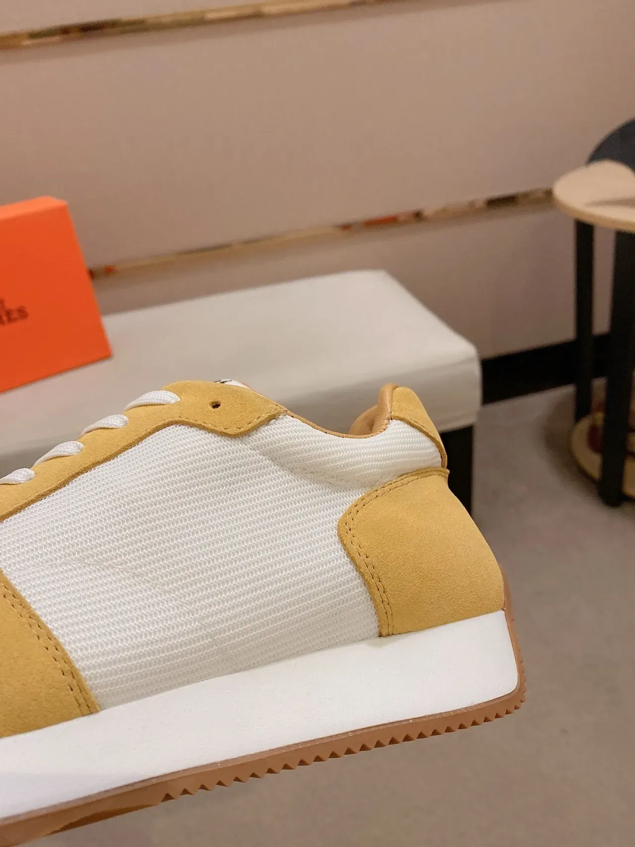 Mustard and White Panelled Retro Runner Sneaker 7