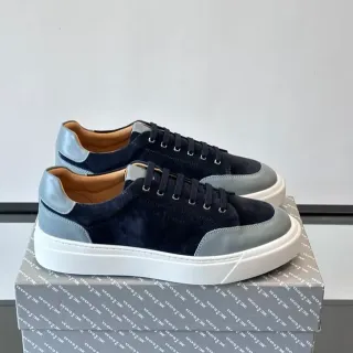 Navy and Gray Suede Platform Lifestyle Sneakers