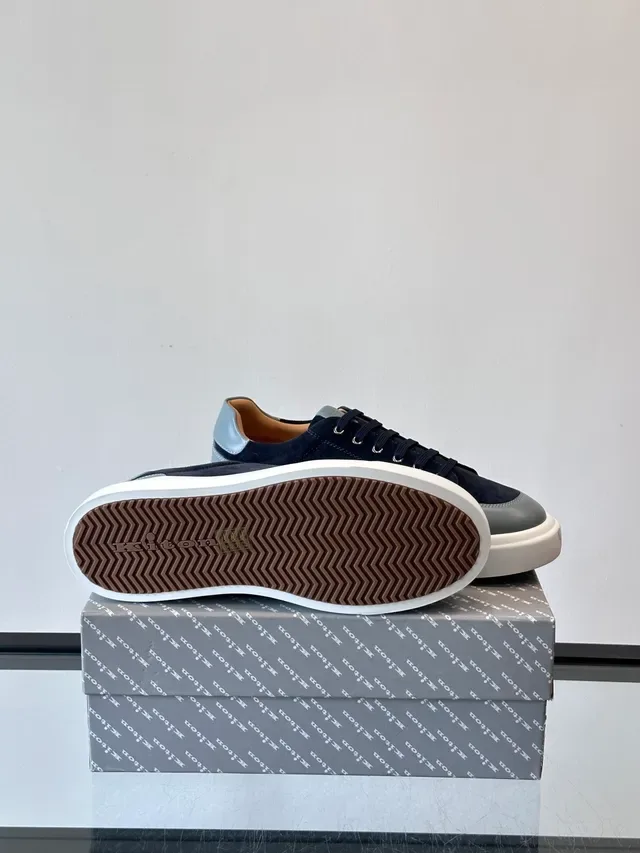 Navy and Gray Suede Platform Lifestyle Sneakers 2
