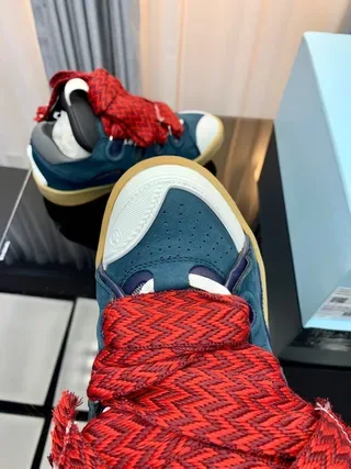 Navy and Red Oversized Knotted Lace Sneakers 4
