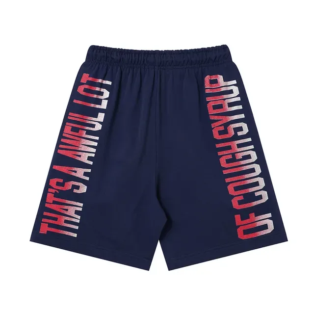 Navy Blue Gradient Graphic Print Elastic-Waist Shorts 3