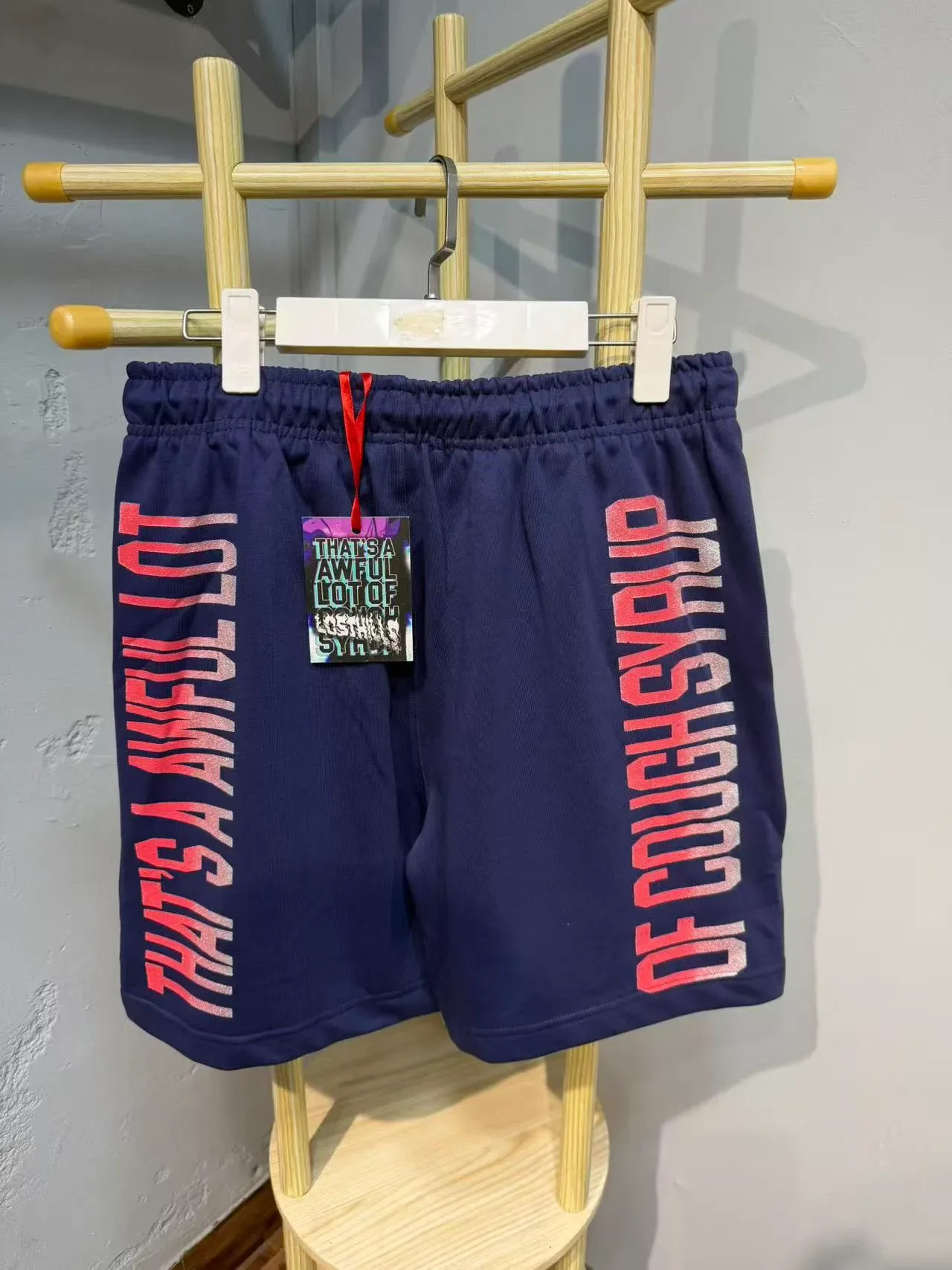 Navy Blue Gradient Graphic Print Elastic-Waist Shorts 6