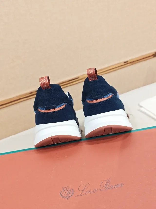 Navy Blue Mixed-Material Upper Sculpted White Midsole Sneakers 3