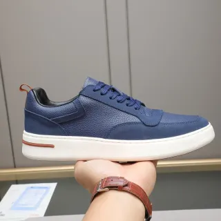 حذاء رياضي Navy Brown جلد/سويدي مصقول أعلى ثنائي اللون وأبيض