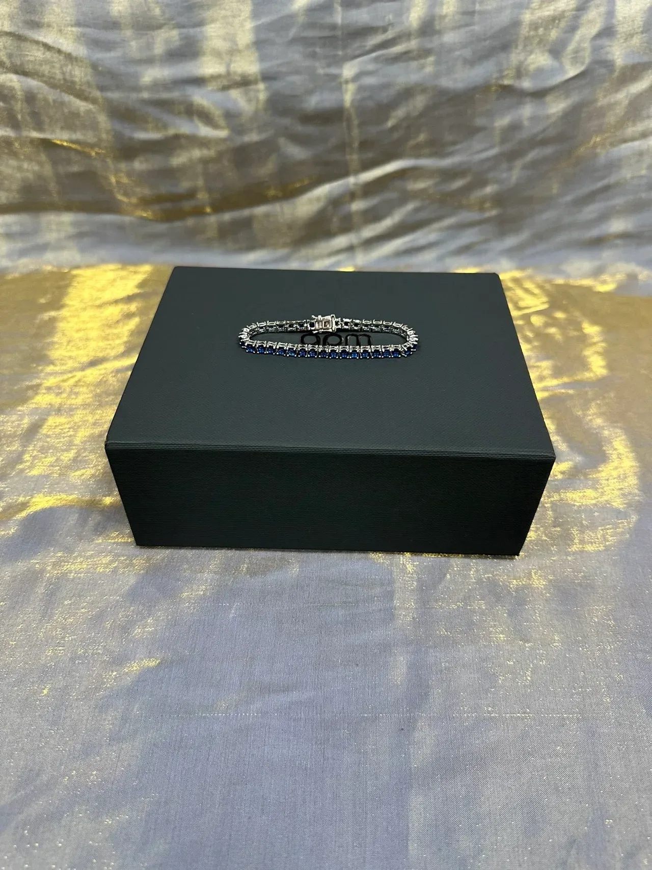 Navy Gold Satin-Lined Segmented Tray Jewelry 6