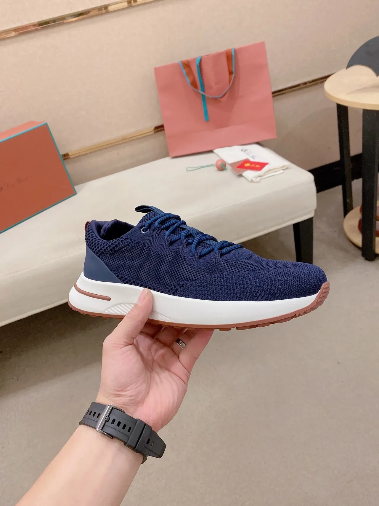 Navy Knit Low-Top Lifestyle Sneaker 5