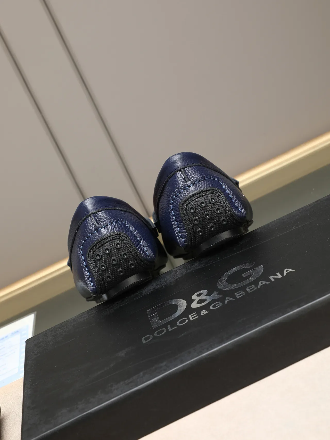 Navy Peppled Leather Buckle Loafer 3