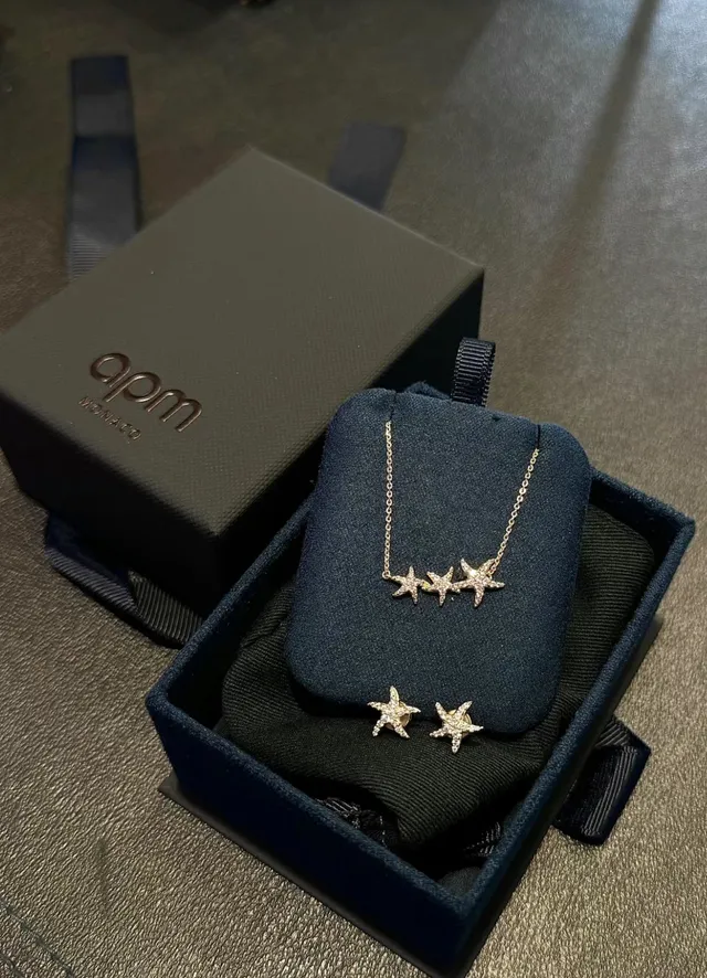 Navy Silver Star-Shaped Pavé-Set Earrings 5