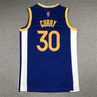 NBA Golden State Warriors Stephen Curry #30 Navy Gold White Side Panel Jersey