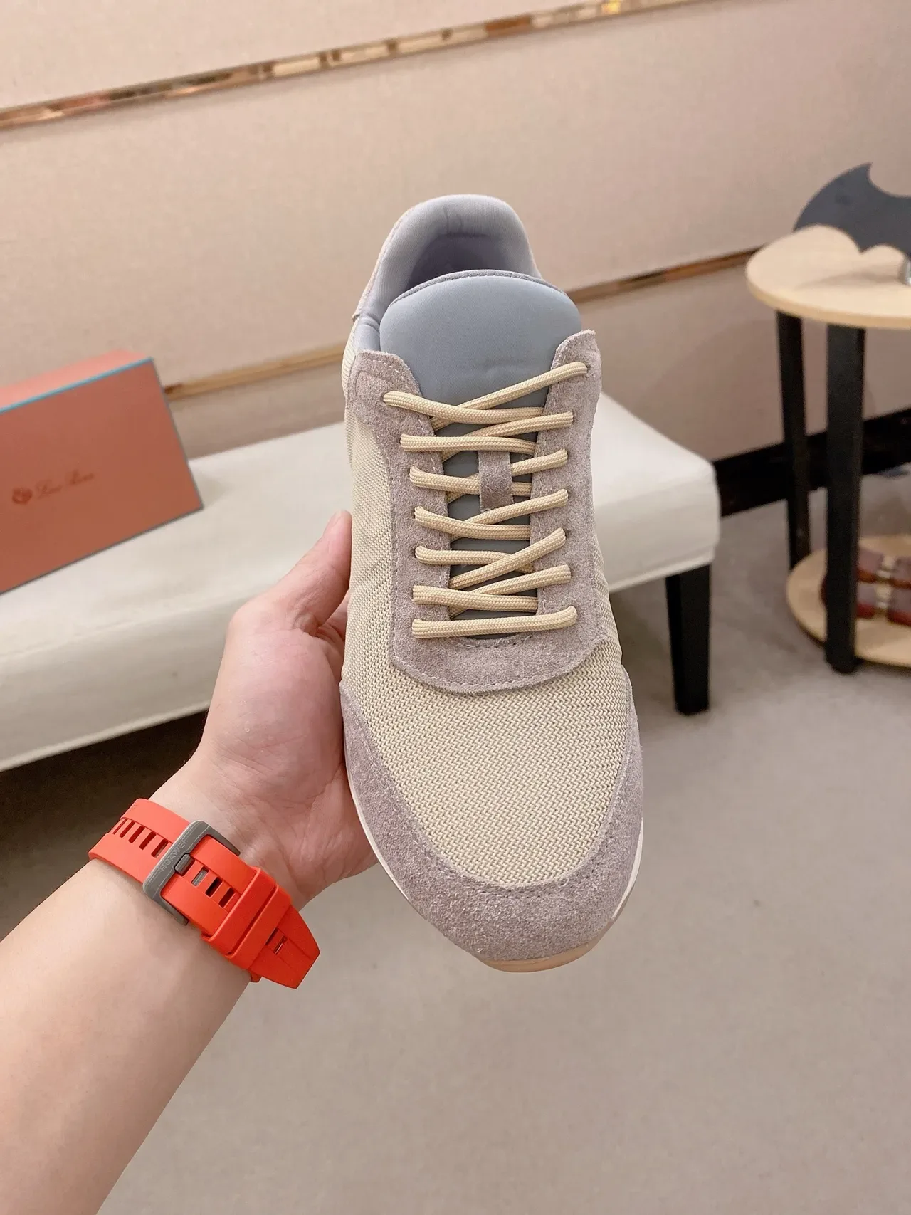 Neutral Tonal Mixed-Textile Lifestyle Sneaker 5