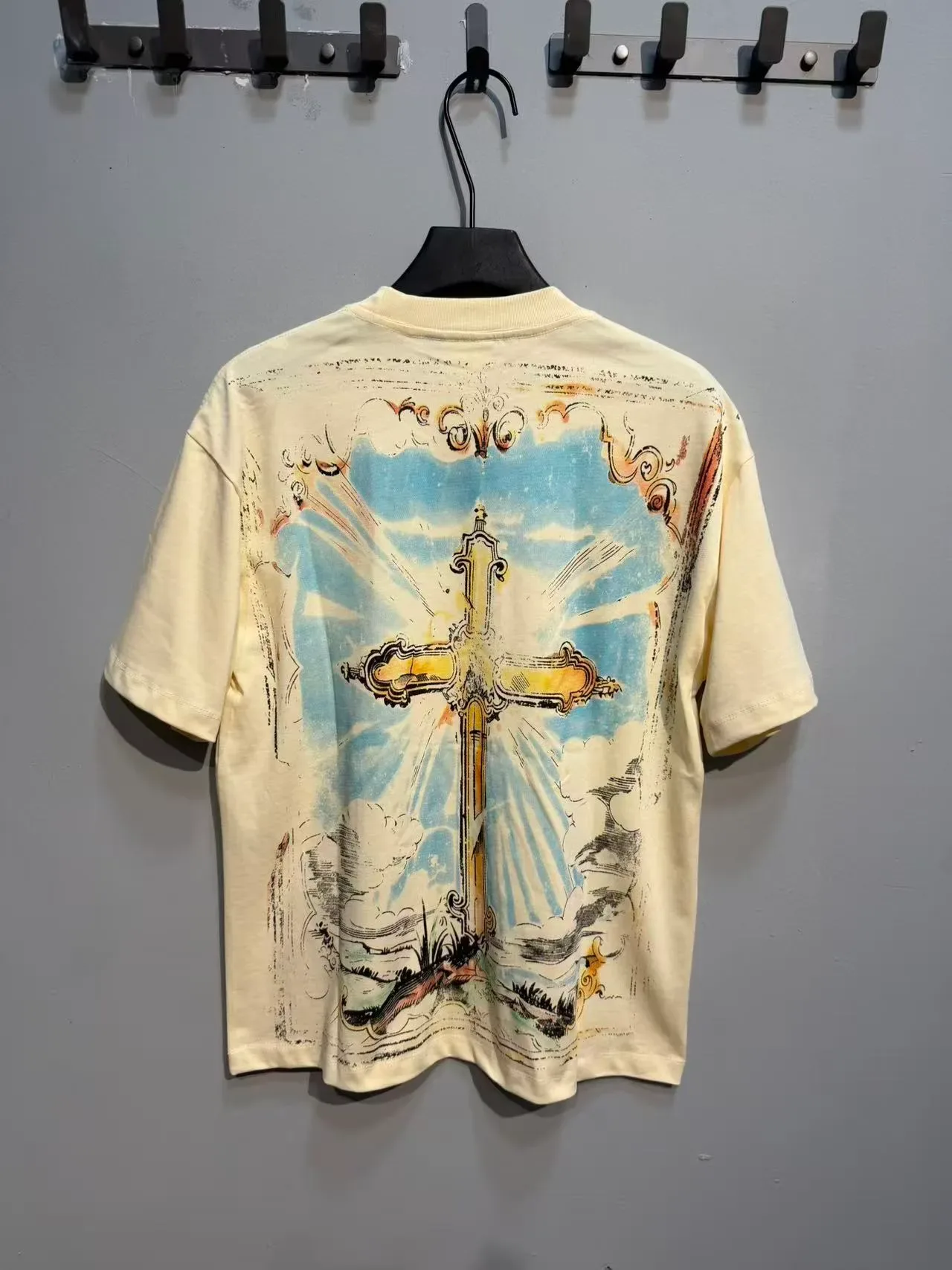 Off-White Cream Graphic Print Oversized T-Shirt 6
