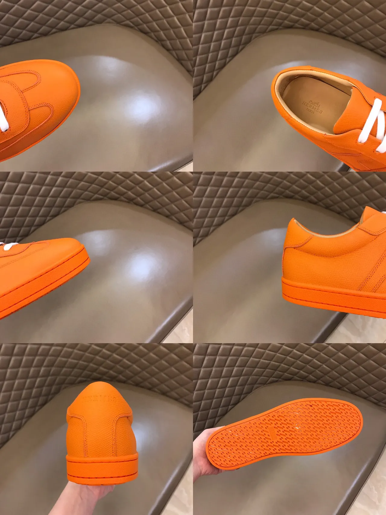 Orange White Low-Top Monochrome Sneakers 2