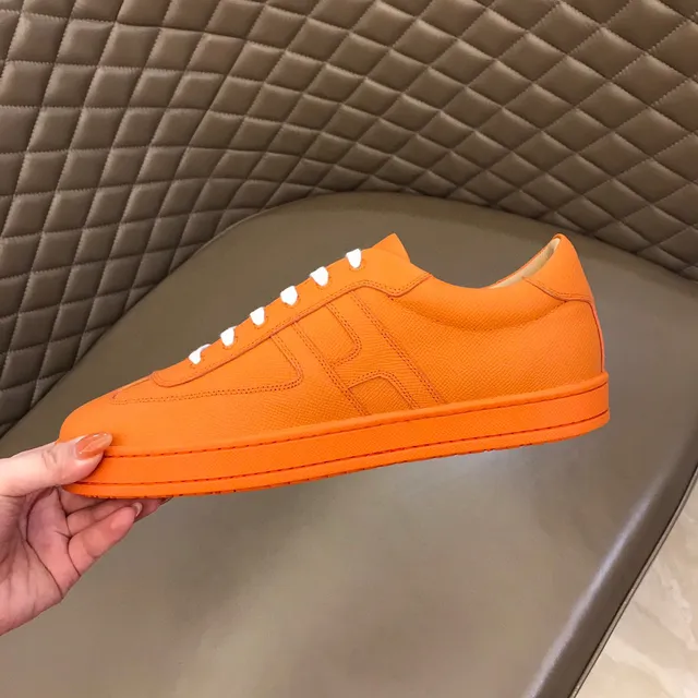 Orange White Low-Top Monochrome Sneakers 3