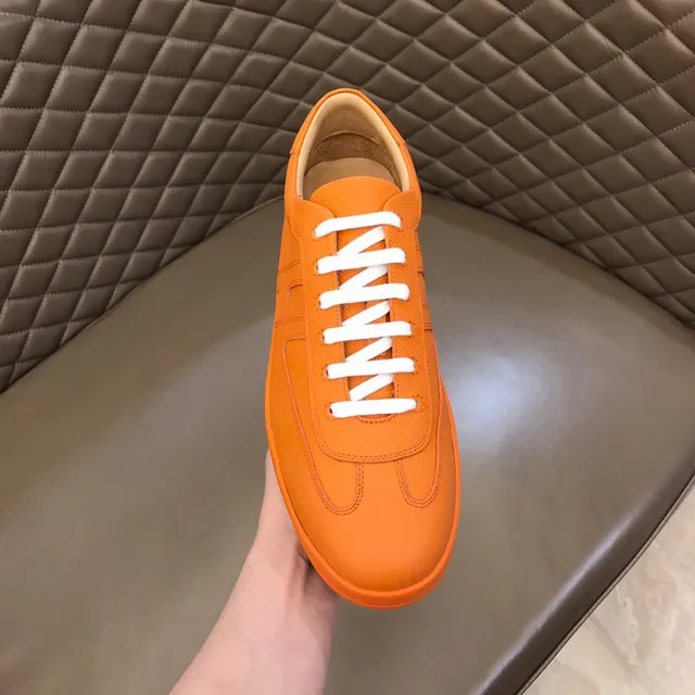 Orange White Low-Top Monochrome Sneakers 4