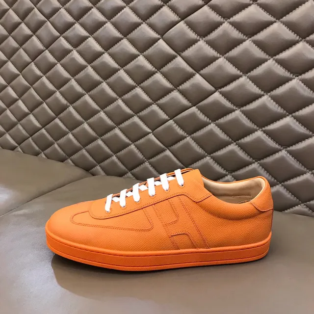 Orange White Low-Top Monochrome Sneakers 5