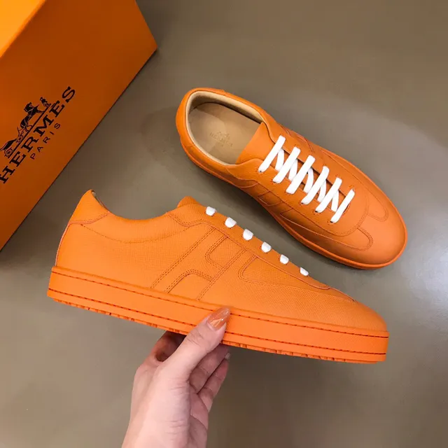 Orange White Low-Top Monochrome Sneakers 6