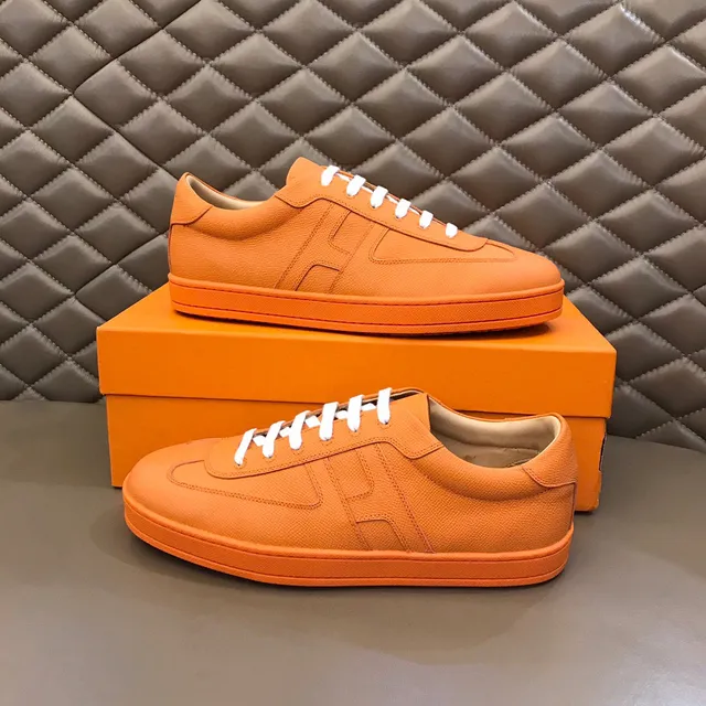 Orange White Low-Top Monochrome Sneakers 7