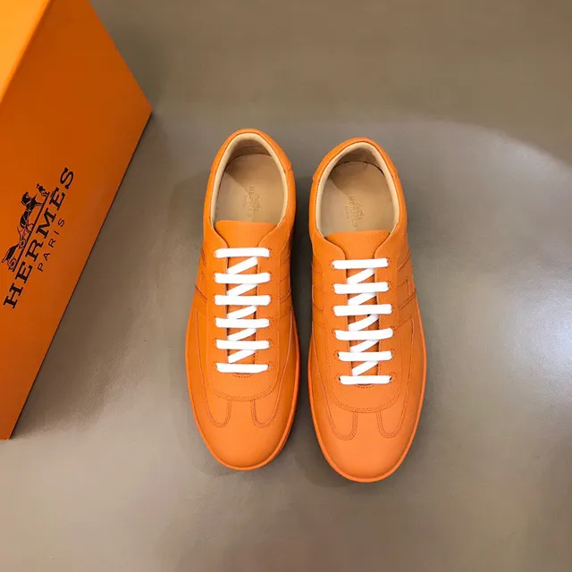 Orange White Low-Top Monochrome Sneakers 8
