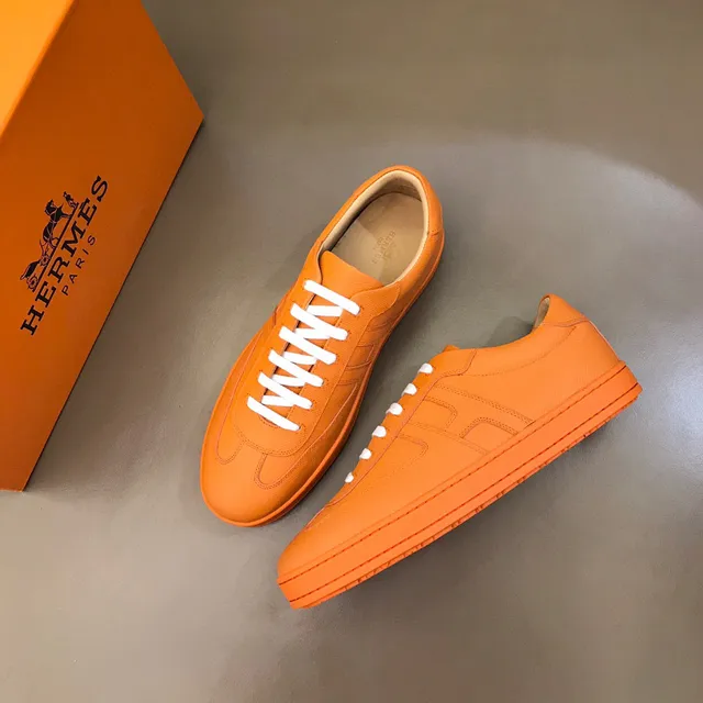 Orange White Low-Top Monochrome Sneakers 9