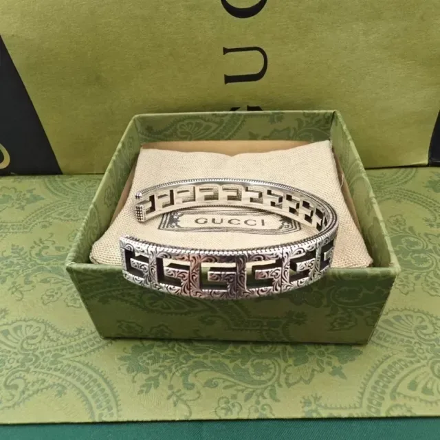 Ornate Engraved Silver-Tone Geometric Cuff Bracelets 5