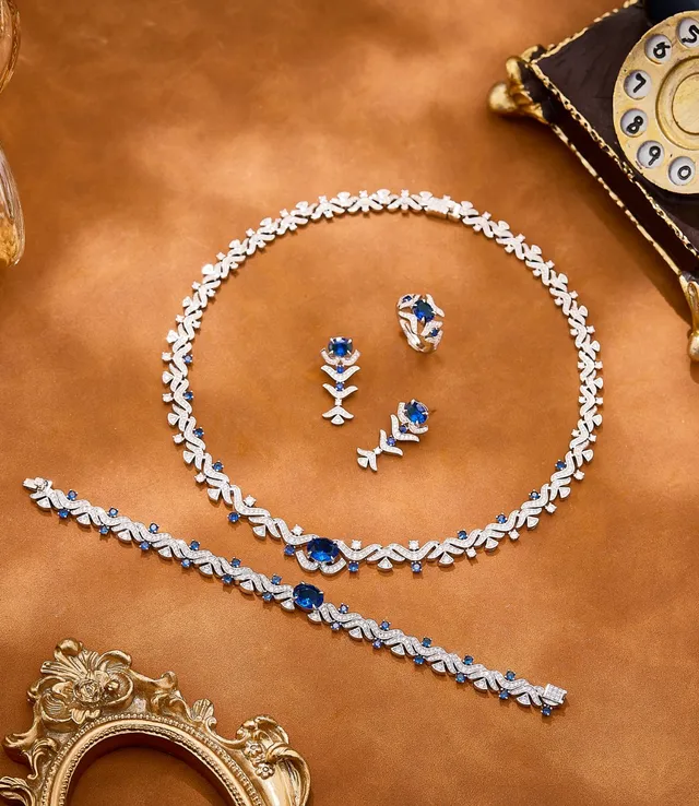Ornate Scrollwork Blue Gemstone Bracelet 5
