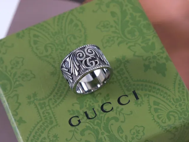 Ornate Scrollwork Wide Band Antique Silver Ring 2