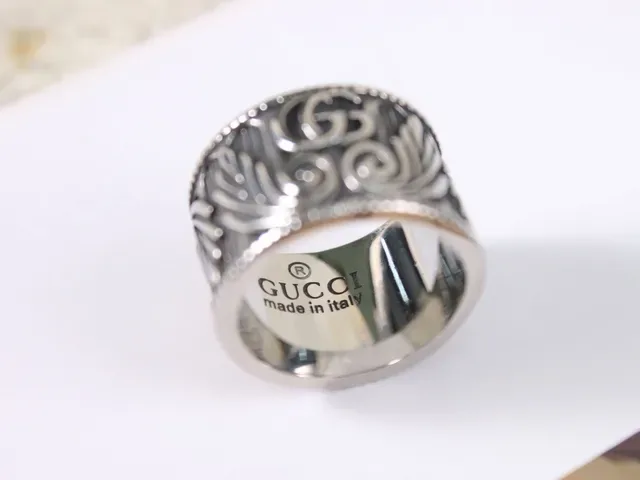 Ornate Scrollwork Wide Band Antique Silver Ring 7