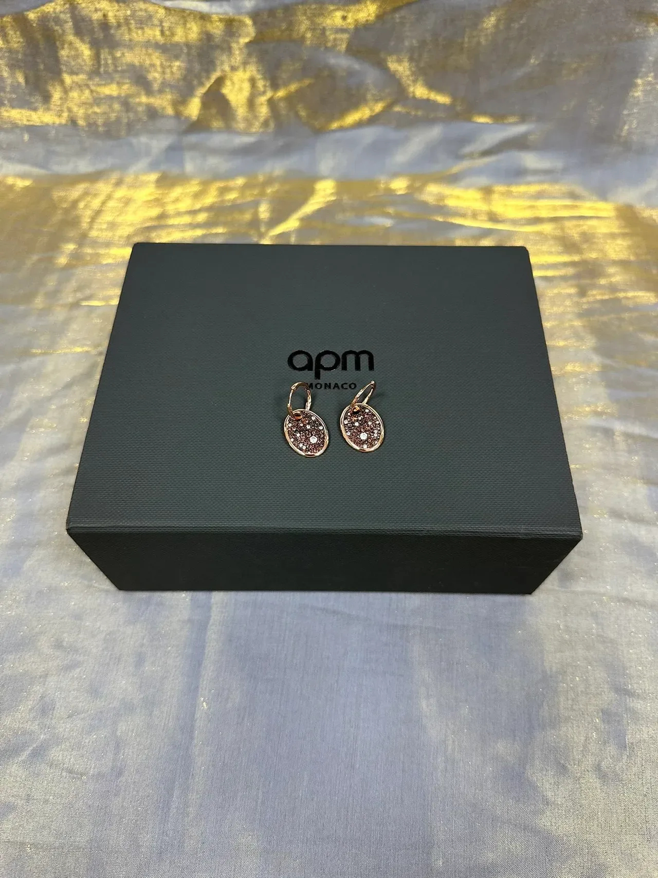 Oval Black Glitter Inlay Hoop Dangle Earrings 6
