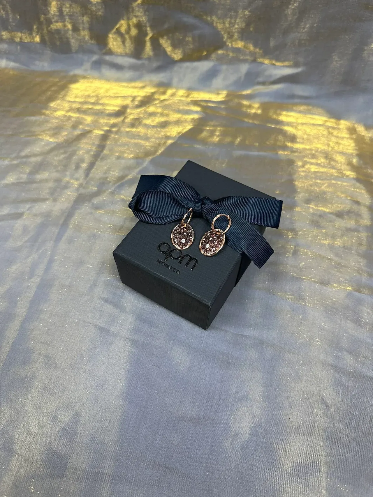 Oval Black Glitter Inlay Hoop Dangle Earrings 7