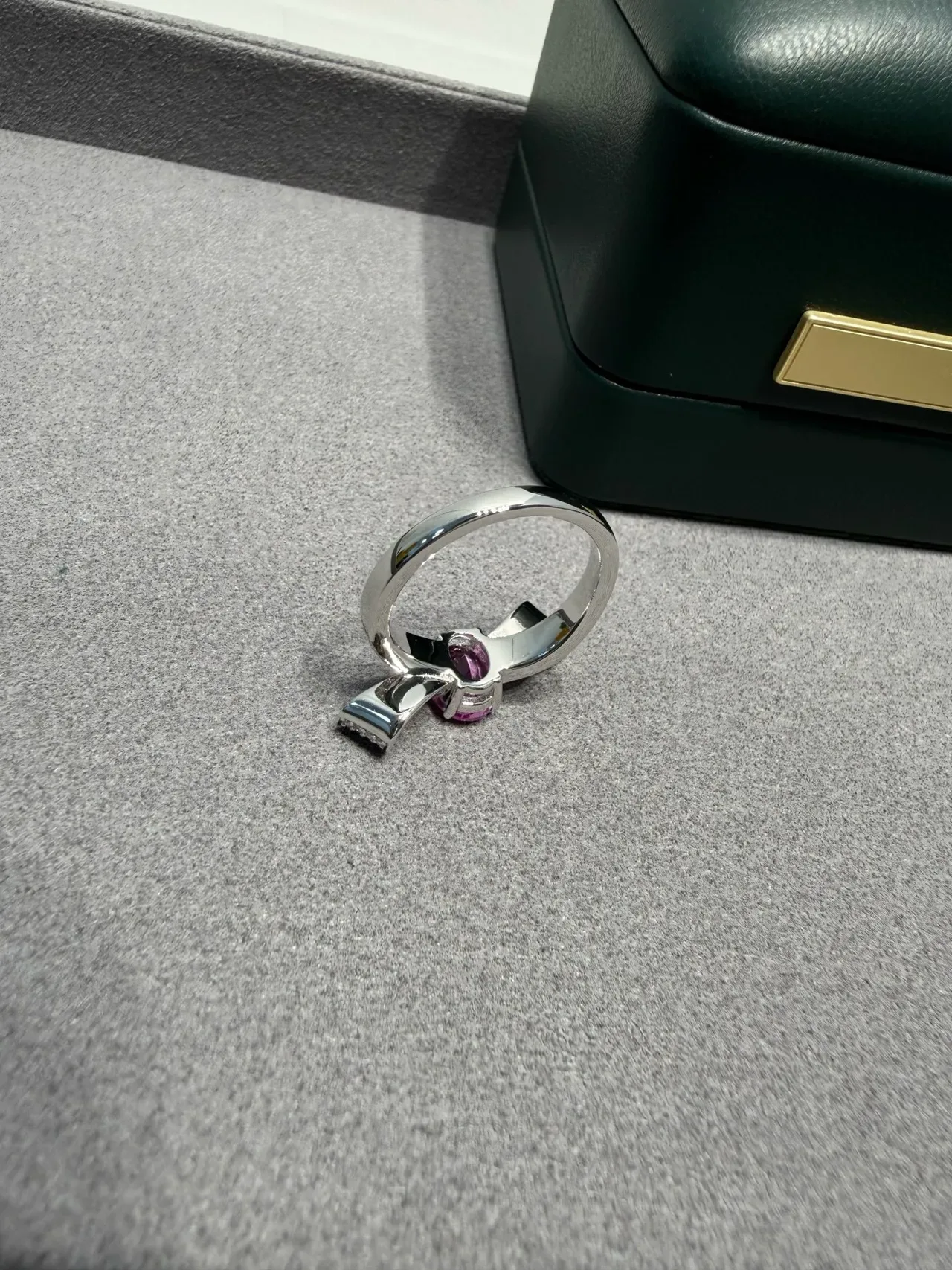 Oval Pink Gemstone Pavé Diamond Wing Ring 3