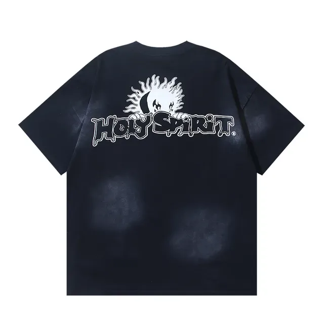 Oversized Graphic Print Bleached Effect T-Shirt 3
