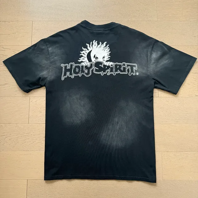 Oversized Graphic Print Bleached Effect T-Shirt 10