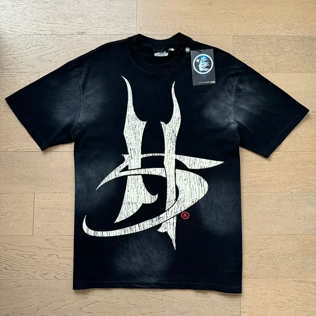 Oversized Tie-Dye Navy and White Double-Sided Graphic Print T-Shirt 8