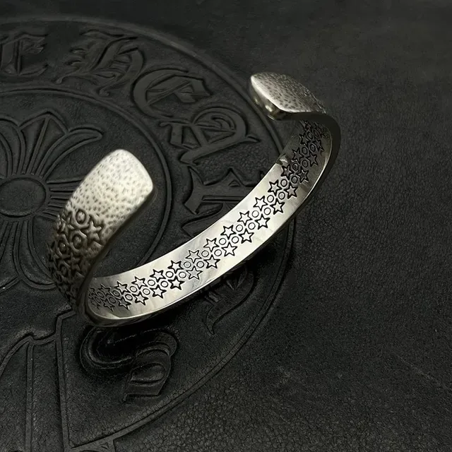 Oxidized Star and Circle Motif Cuff Bracelet 4