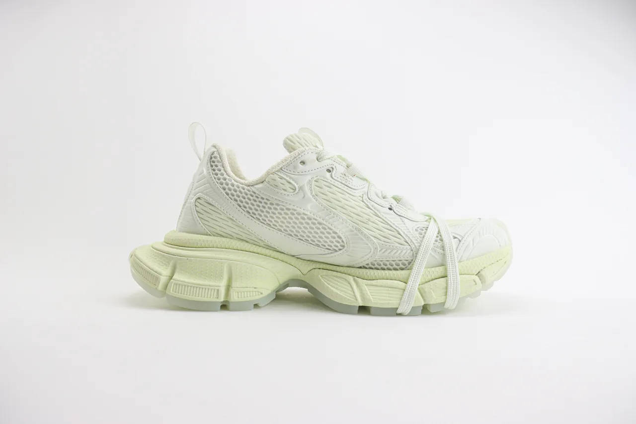 Pale Lime-Green Chunky Sole Mesh-Synthetic Lifestyle Sneaker 3