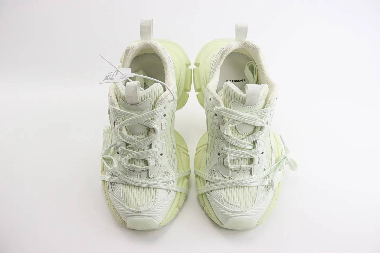 Pale Lime-Green Chunky Sole Mesh-Synthetic Lifestyle Sneaker 5