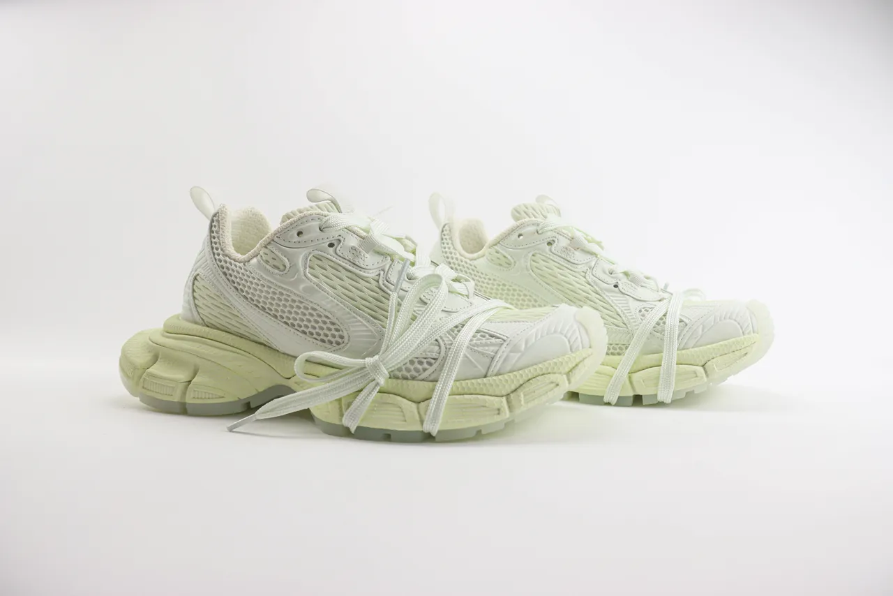 Pale Lime-Green Chunky Sole Mesh-Synthetic Lifestyle Sneaker 9