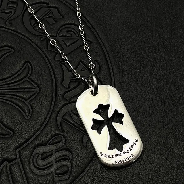 Pavé Crystal Cross Dog Tag Necklace 8