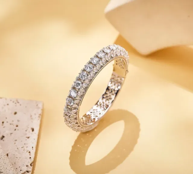 Pavé-Set Ruby and Diamond Bangle Bracelet and Diamond-Only Bangle Bracelet 3