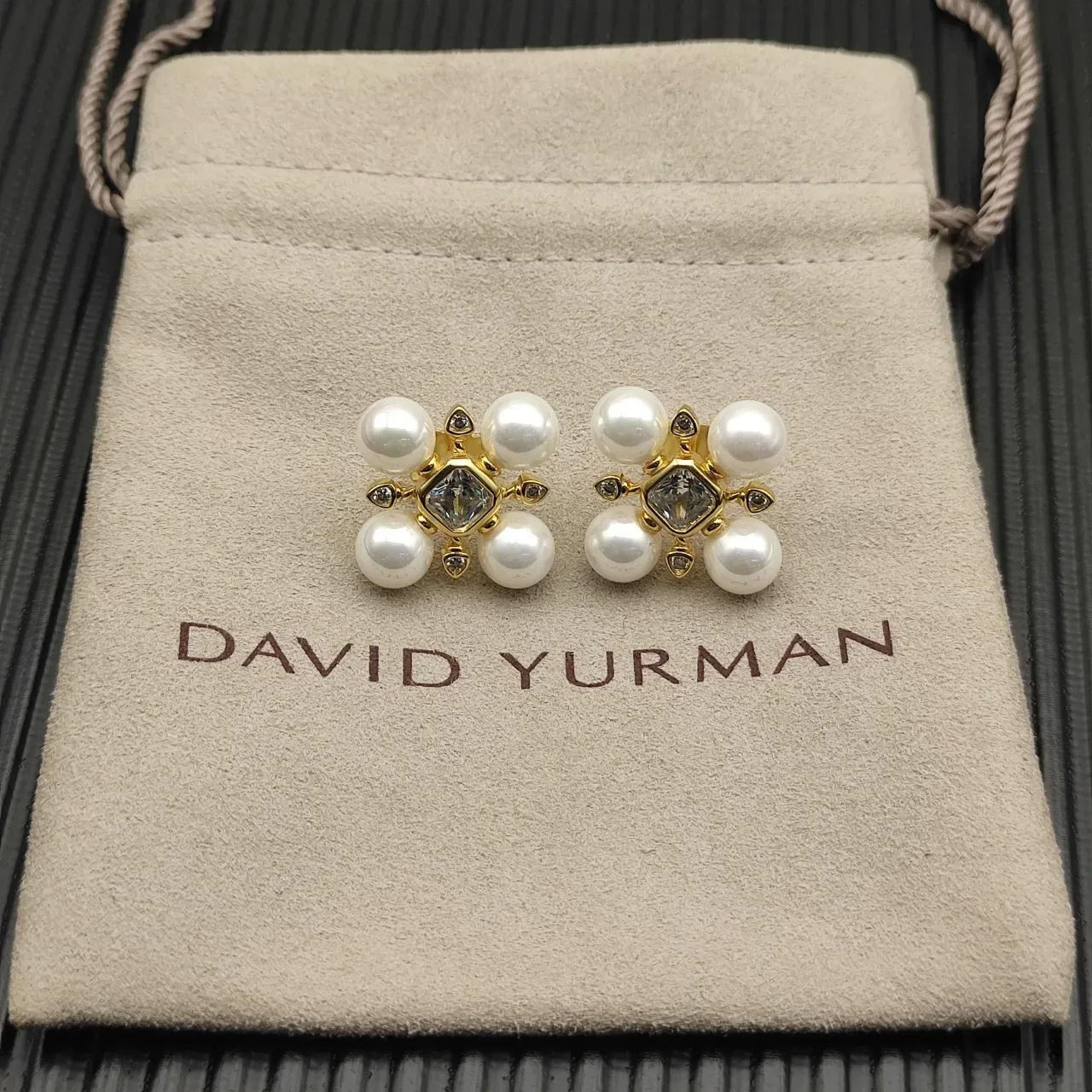 Pearl and Diamond Cross-Set Stud Earrings 15