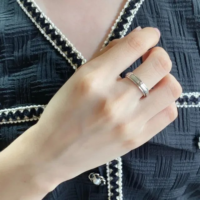 Piaget Possession Silver Gold Rotating Band Diamond-Set Ring 9