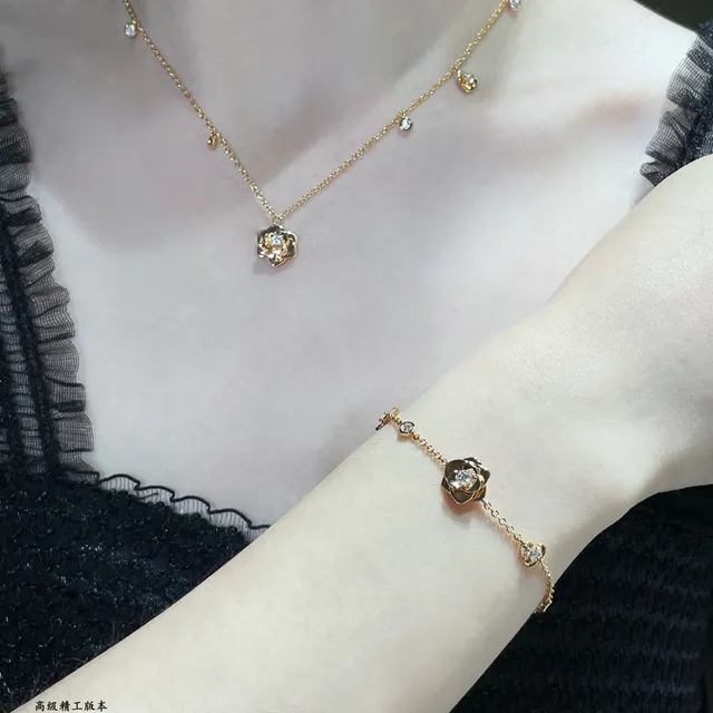 Piaget Rose Collection Gold Floral Diamond Bracelet 9