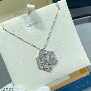 Piaget 玫瑰金镂空镶嵌项链