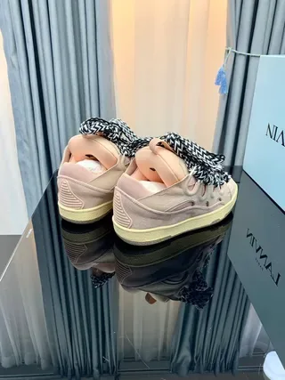 Pink Beige Laceless Perforated Upper Sneakers 3
