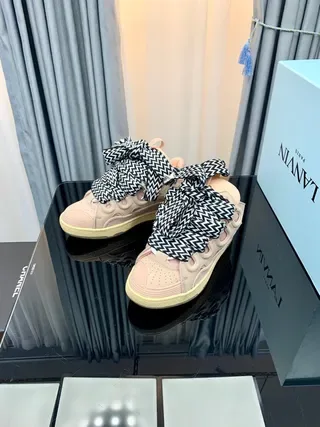 Pink Beige Laceless Perforated Upper Sneakers 6