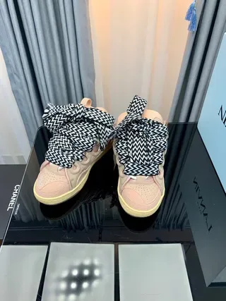 Pink Beige Laceless Perforated Upper Sneakers 7